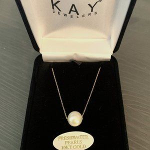 Kay Jewelers Cultured Pearl Solitaire Necklace 10K Yellow Gold 18"